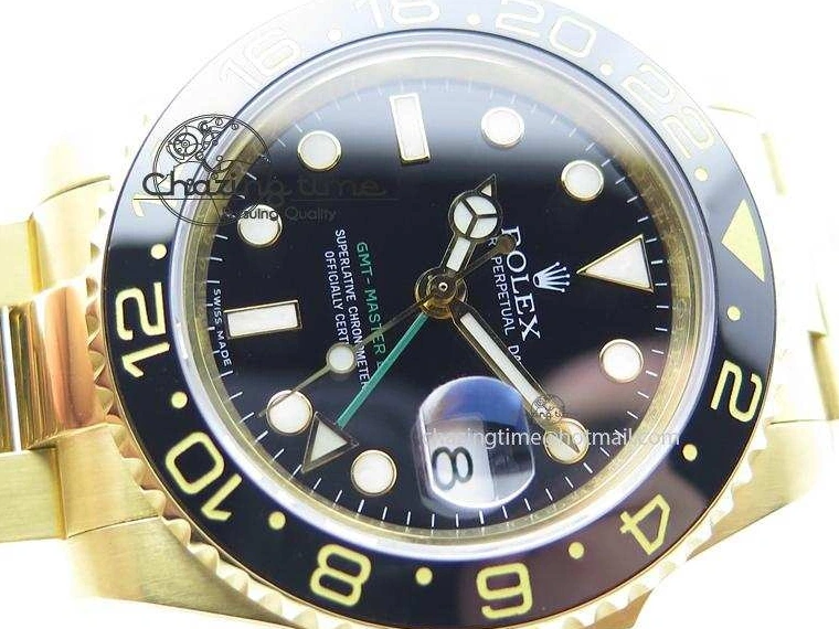 MiroTime 0116 RelaxedFit GMT-Master II 116718 LN Bp-Maker Best Edition YG Wrapped Bezel Black Dial On YG Bracelet ETA 3988